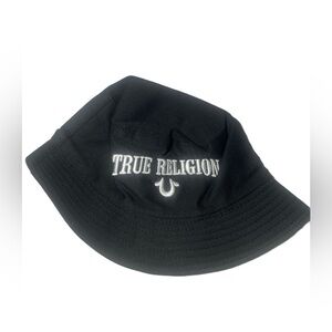 True Religion Black and White Logo Bucket Hat